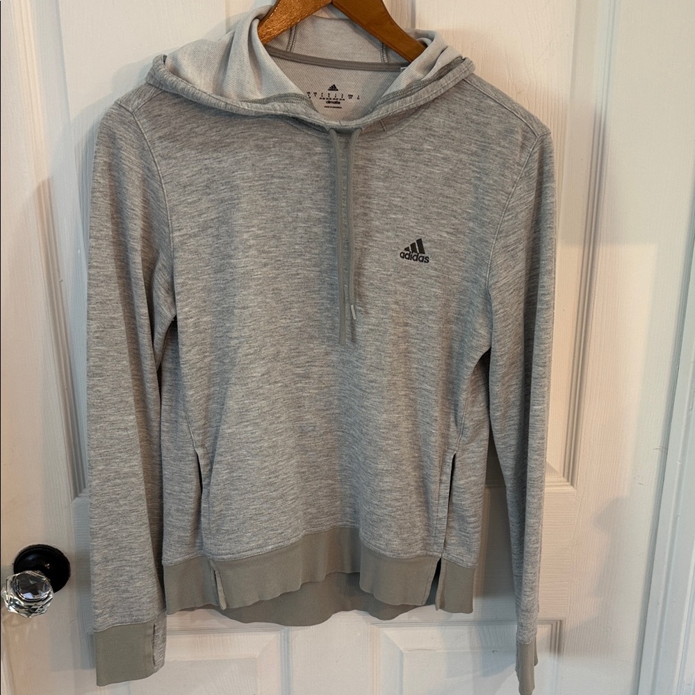 adidas Heather Gray Hooded Shirt